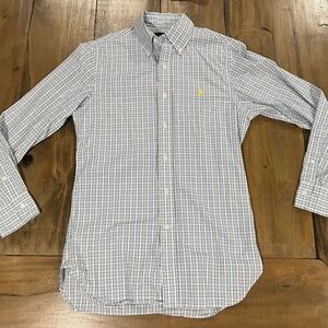 Polo Ralph Lauren Men’s Button Down Shirt, Size 15 32/33, Yellow/Blue Check